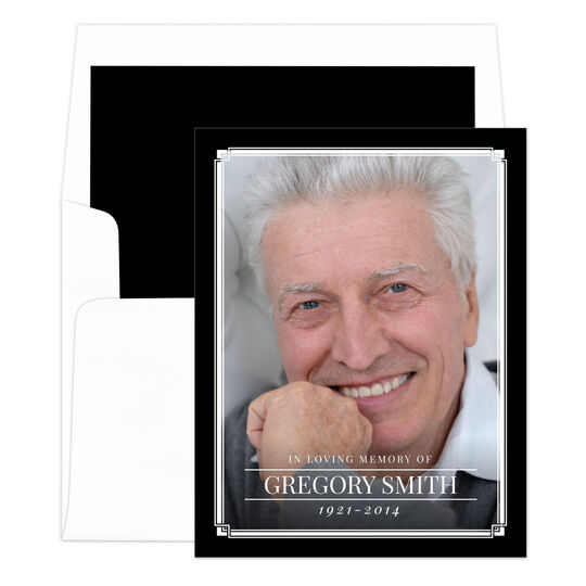 Black Vertical Classic Photo Sympathy Cards